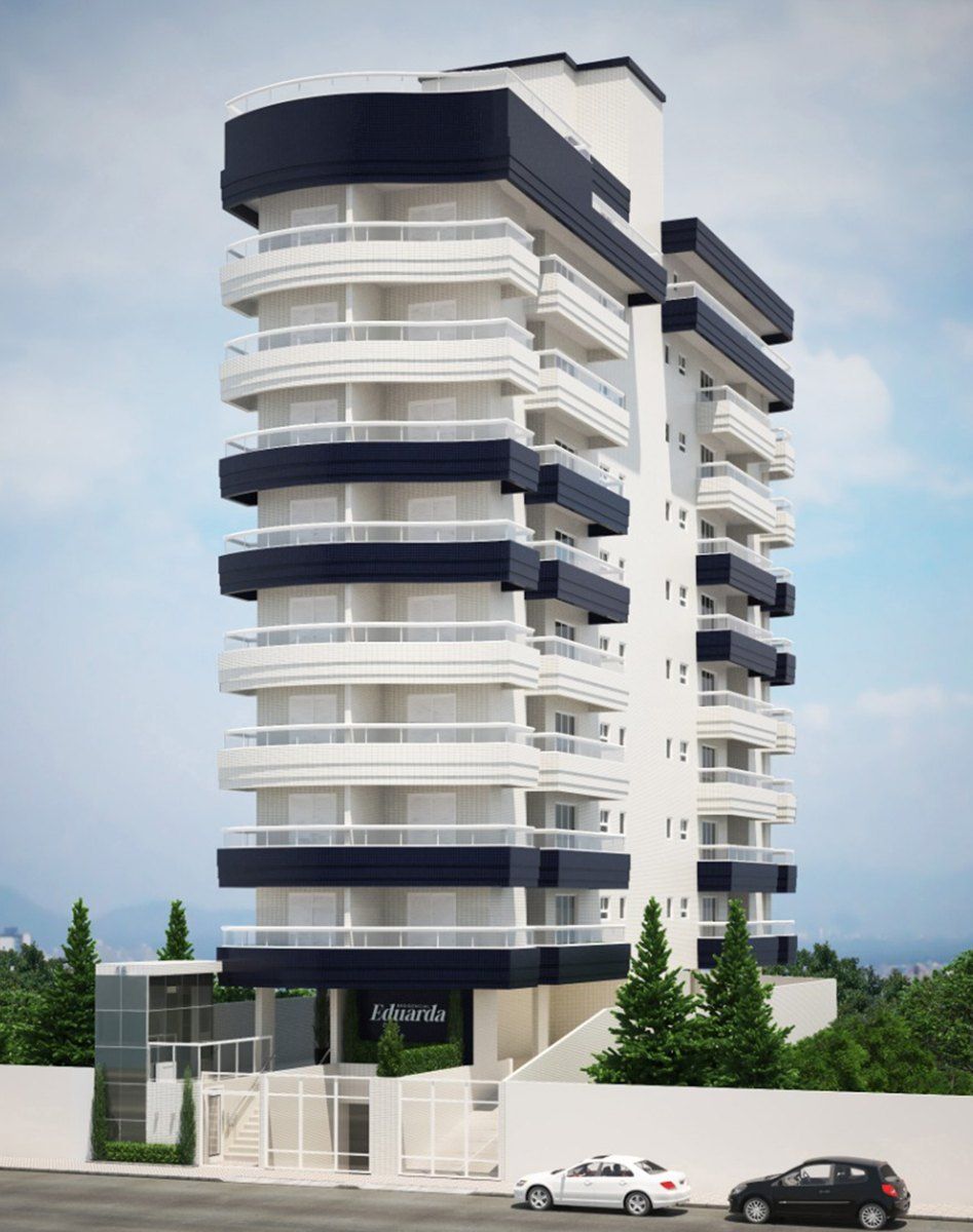 Fachada do Residencial Eduarda, em Guilhermina, Praia Grande