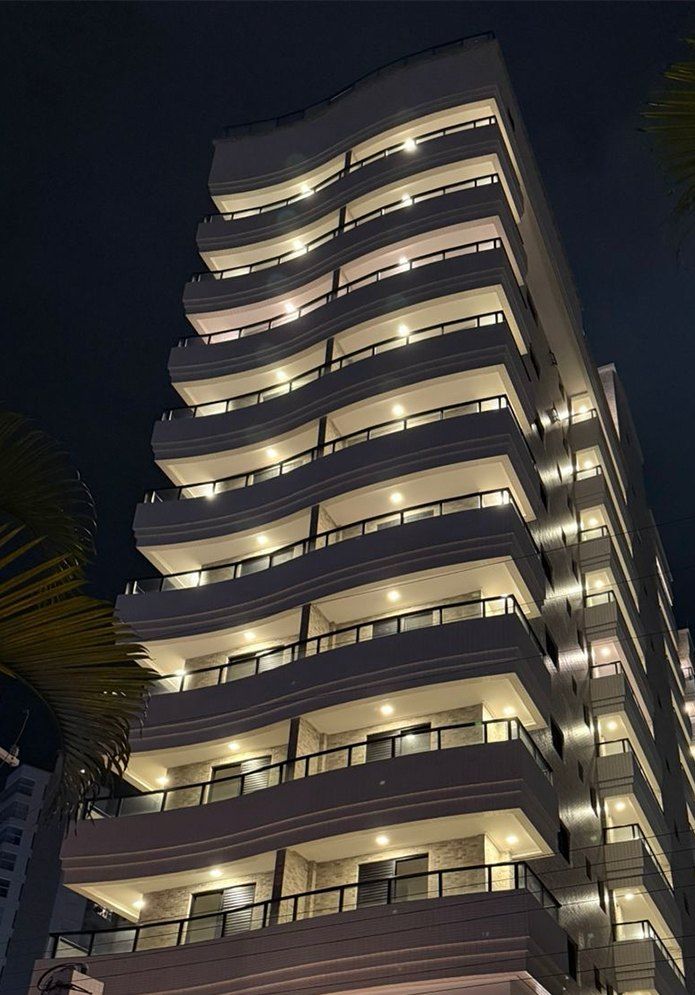 Fachada do Residencial Praia, em Guilhermina, Praia Grande