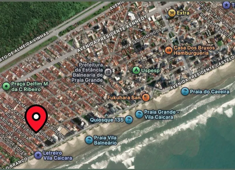 Implantação e localização do Alabama Residencial (Caiçara, Praia Grande)