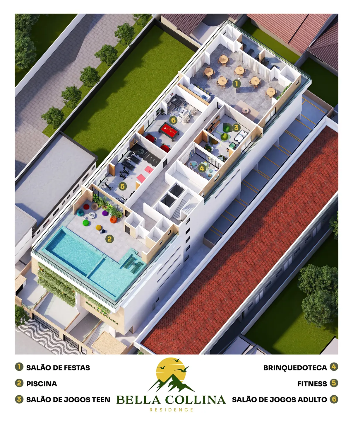 Implantação e localização do Bella Collina Residence (Boqueirão, Praia Grande)