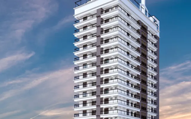 Fachada do Residencial Berilo, lançamento em Guilhermina, Praia Grande