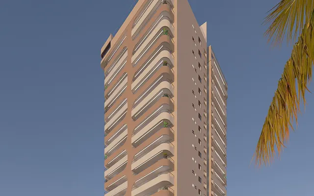 Fachada do Costa del Mare, lançamento em Aviação, Praia Grande