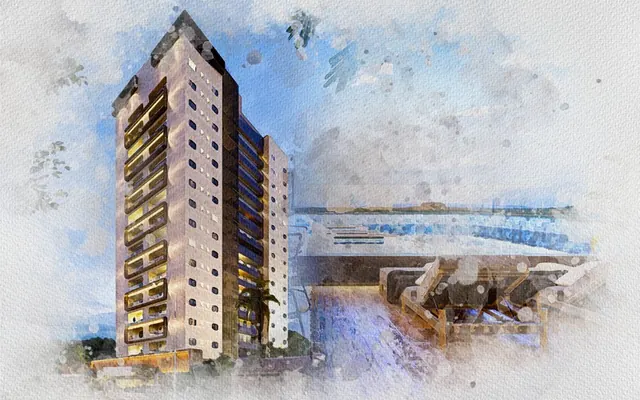 Fachada do Residencial House Garden, lançamento em Canto do Forte, Praia Grande