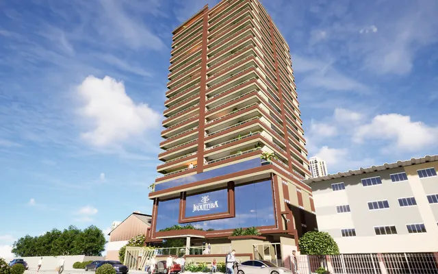 Fachada do Residencial Jequitibá, lançamento em Canto do Forte, Praia Grande