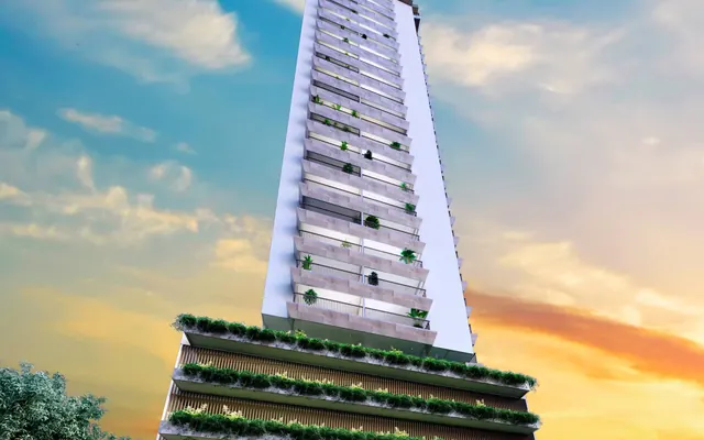 Fachada do Legacy Residence, lançamento em Aviação, Praia Grande