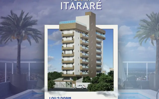 Fachada do Pettra Itararé, lançamento em Guilhermina, Praia Grande