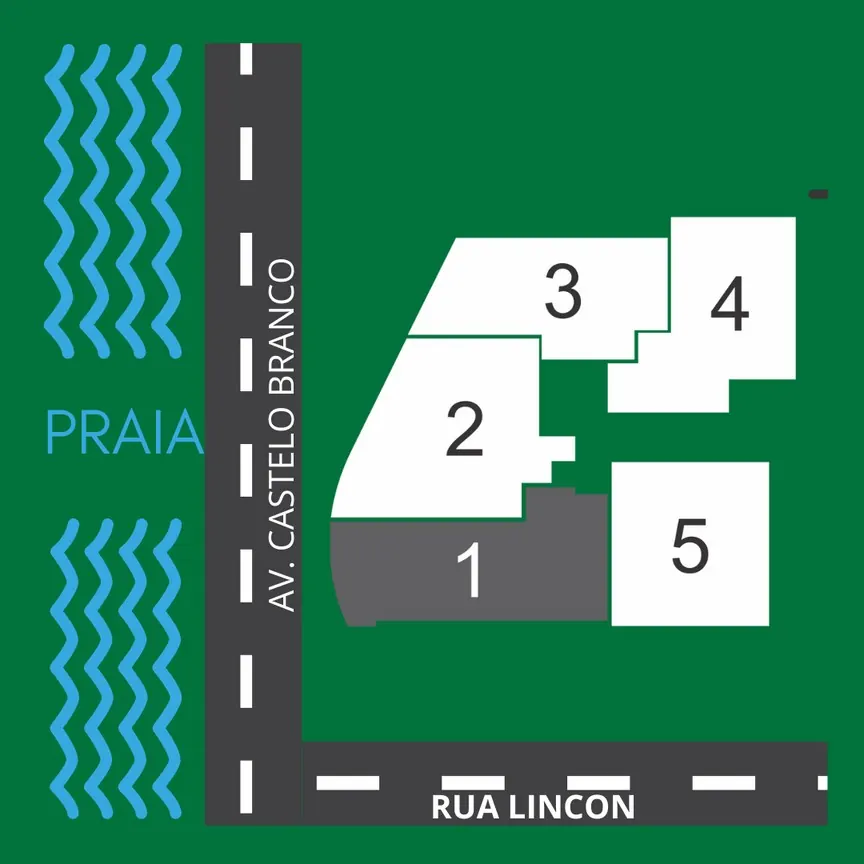 Implantação e localização do Residencial Porto Marina (Vila Caiçara, Praia Grande)