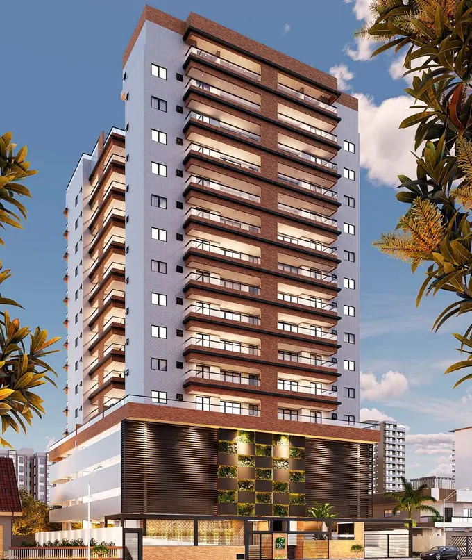 Fachada do Xixová 987, lançamento em Canto do Forte, Praia Grande